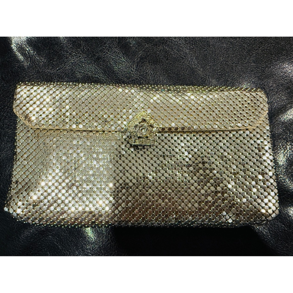 Whiting Davis Art Deco Mesh Evening Clutch Bag Sparkle‎ Rhinestone Closure - Picture 2 of 8